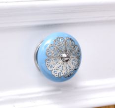 Turquoise Strewn Flat Knob